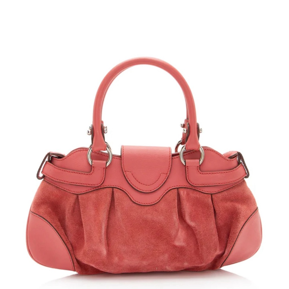 🩷 Salvatore Ferragamo Marisa Gancini Suede large purse pink - Picture 2 of 15